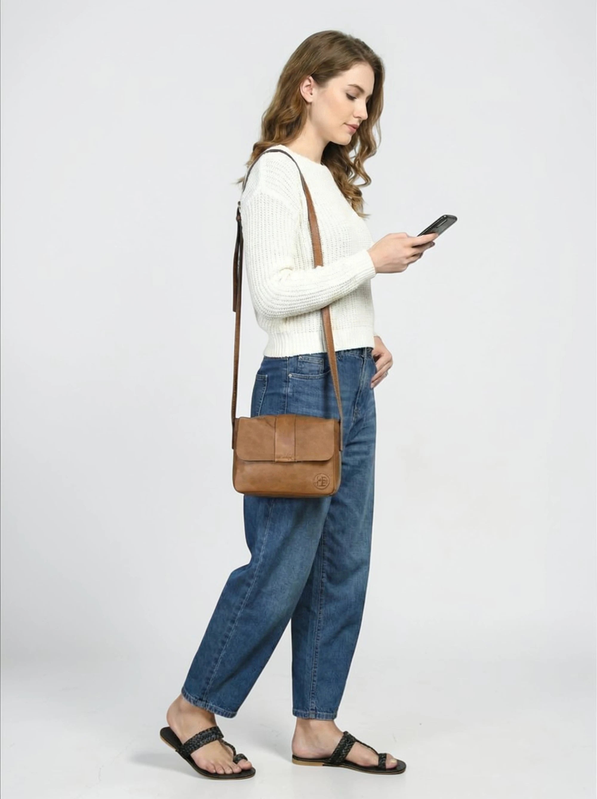 The Heritage Raw Leather Satchel Bag- Camel tan