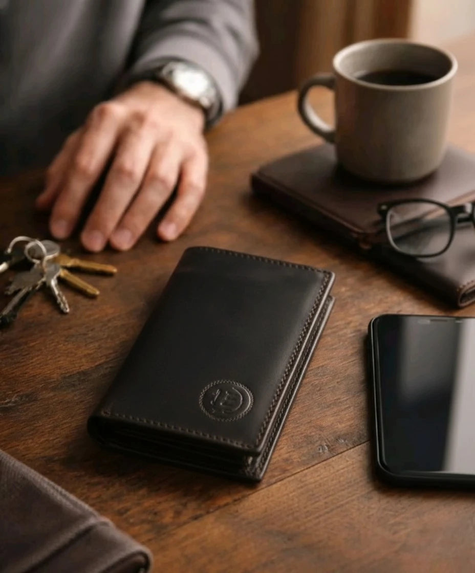 Midnight Luxe Vertical Bifold Wallet - Black Colour