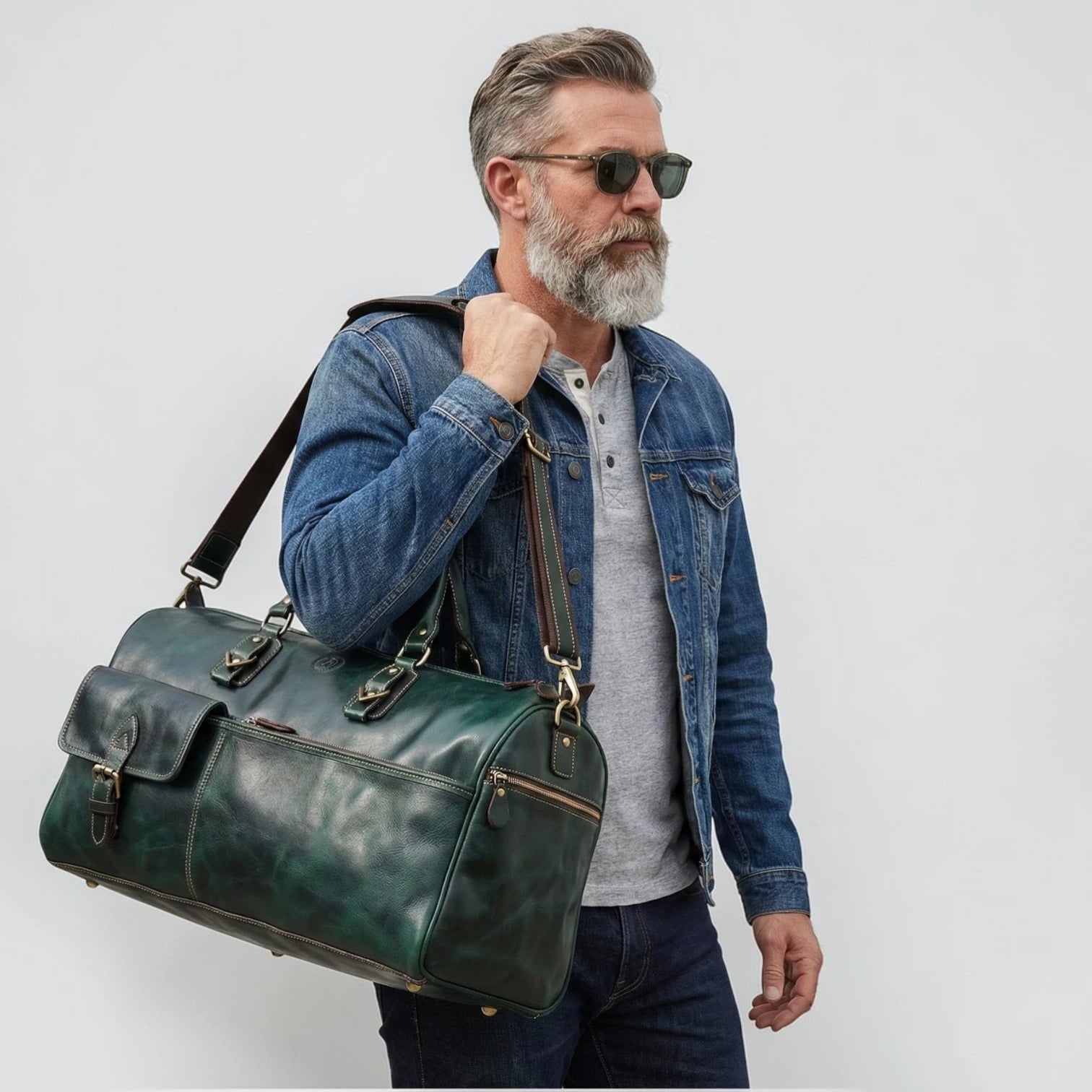 The Odyssey Leather Travel Duffle - Rich Green