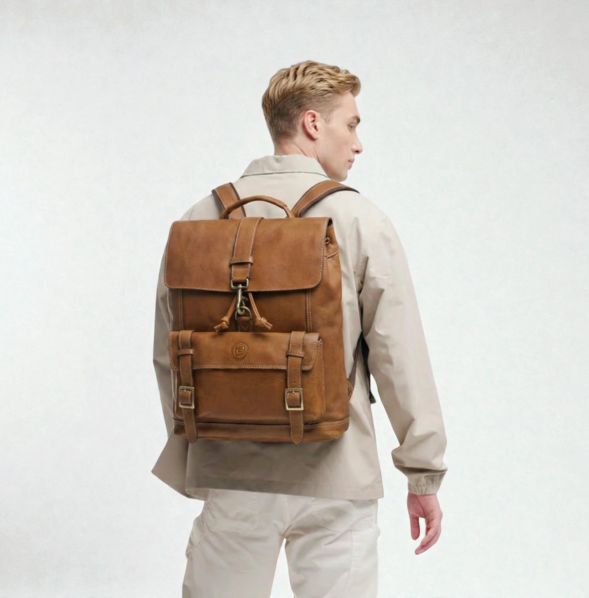 Heritage Explorer Vintage Leather Backpack – Multi-Pocket Travel & Work Backpack| Tan colour