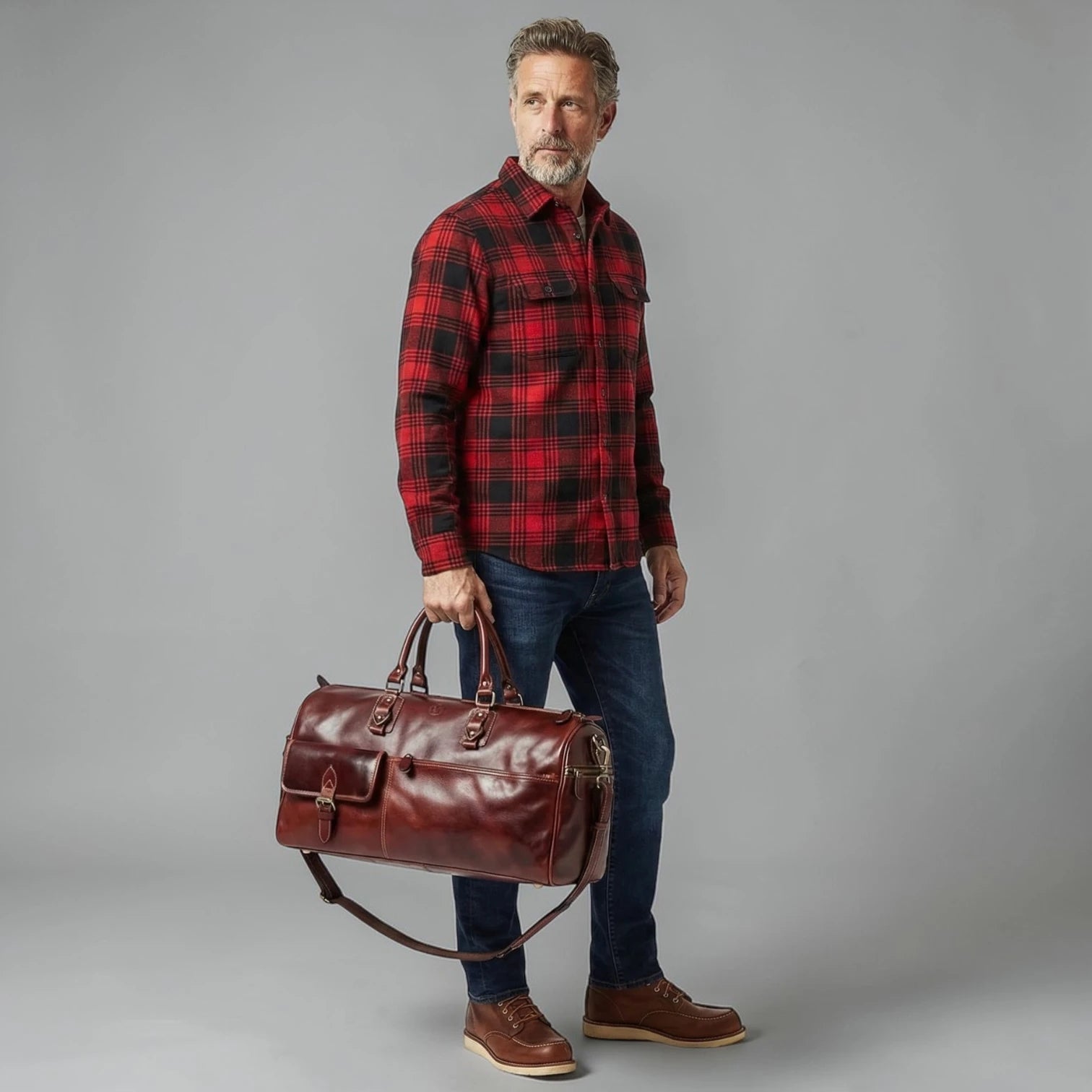 The Odyssey Leather Travel Duffle - Crimson Red