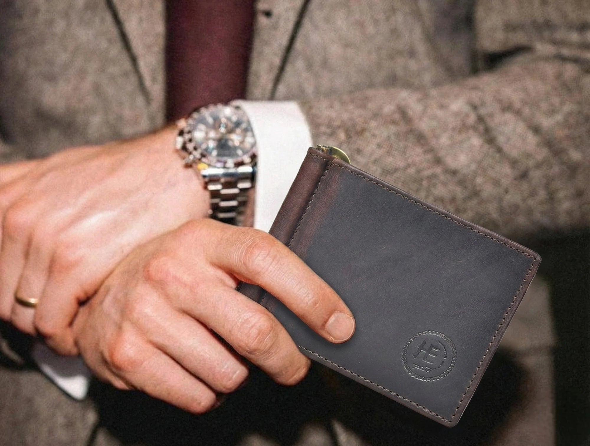 Slim Money Clip Wallet - espresso brown