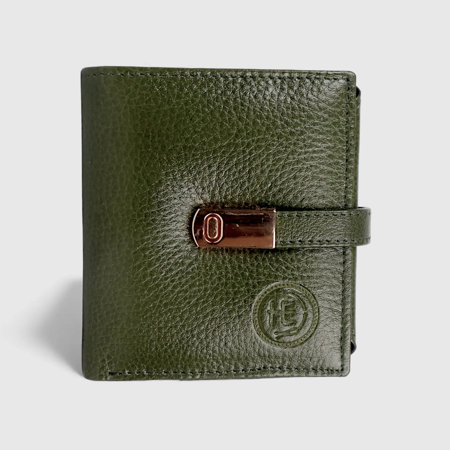 Crest Compact Leather Trifold Wallet – Olive Colour