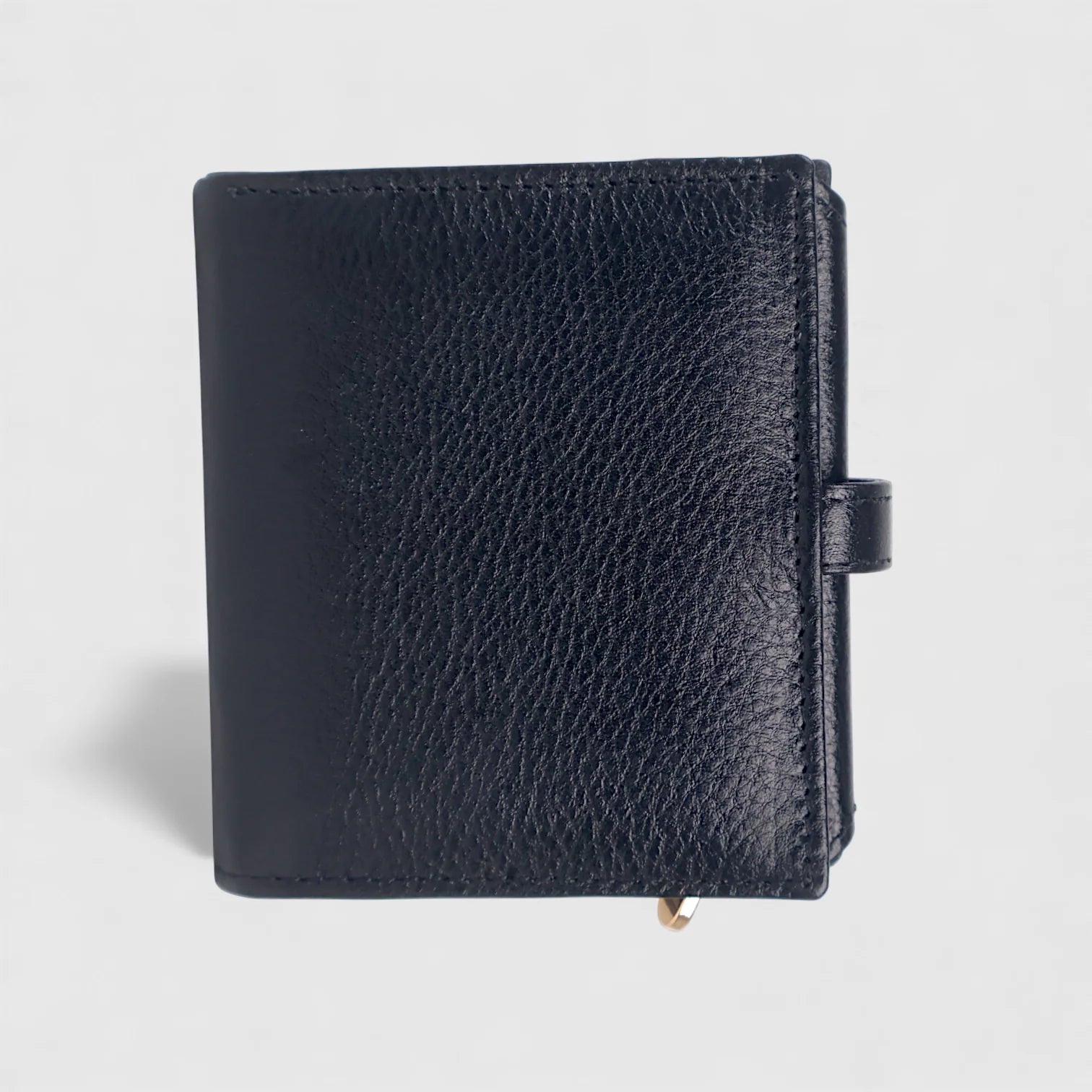 Crest Compact Leather Trifold Wallet – Black Colour