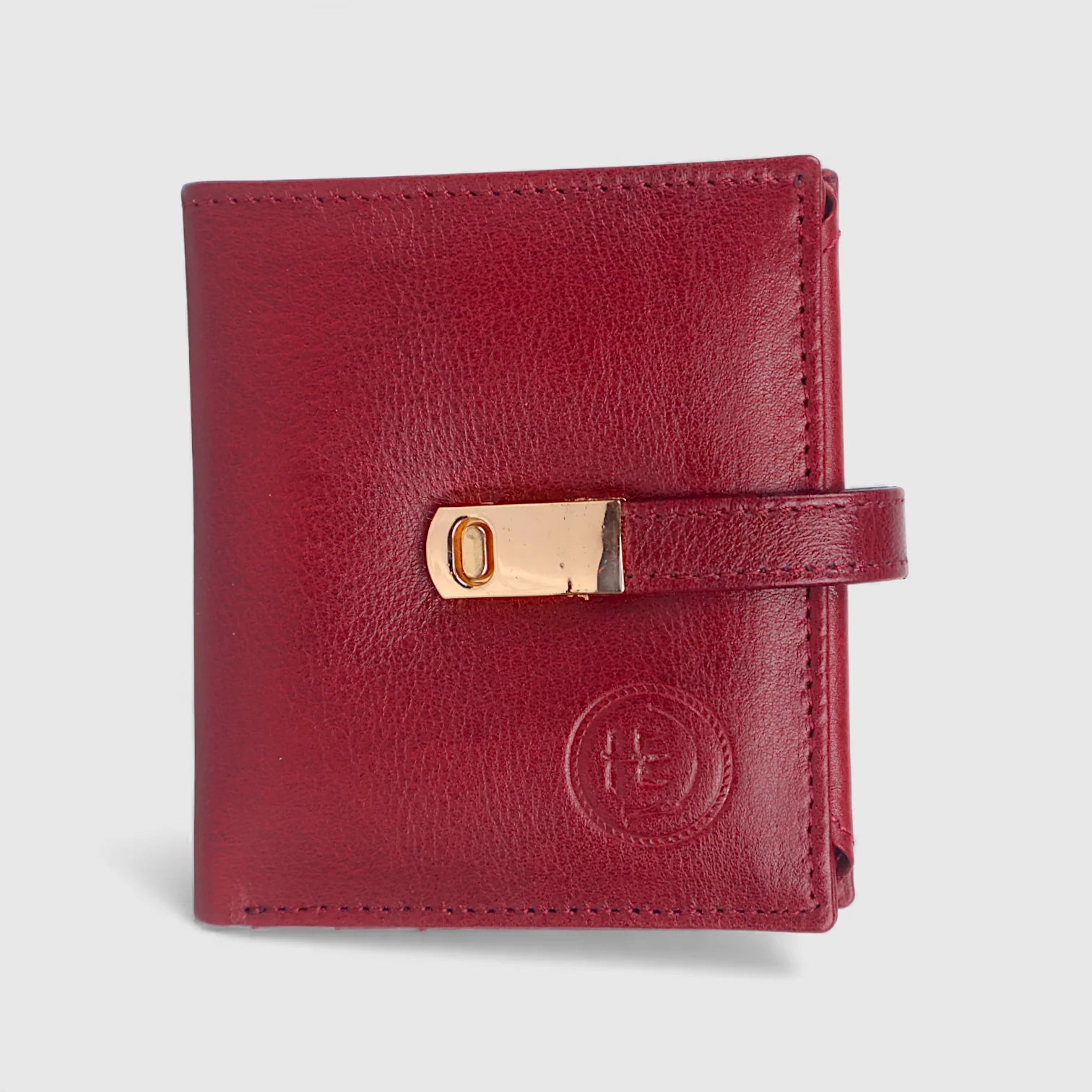 Crest Compact Leather Trifold Wallet – Red Colour