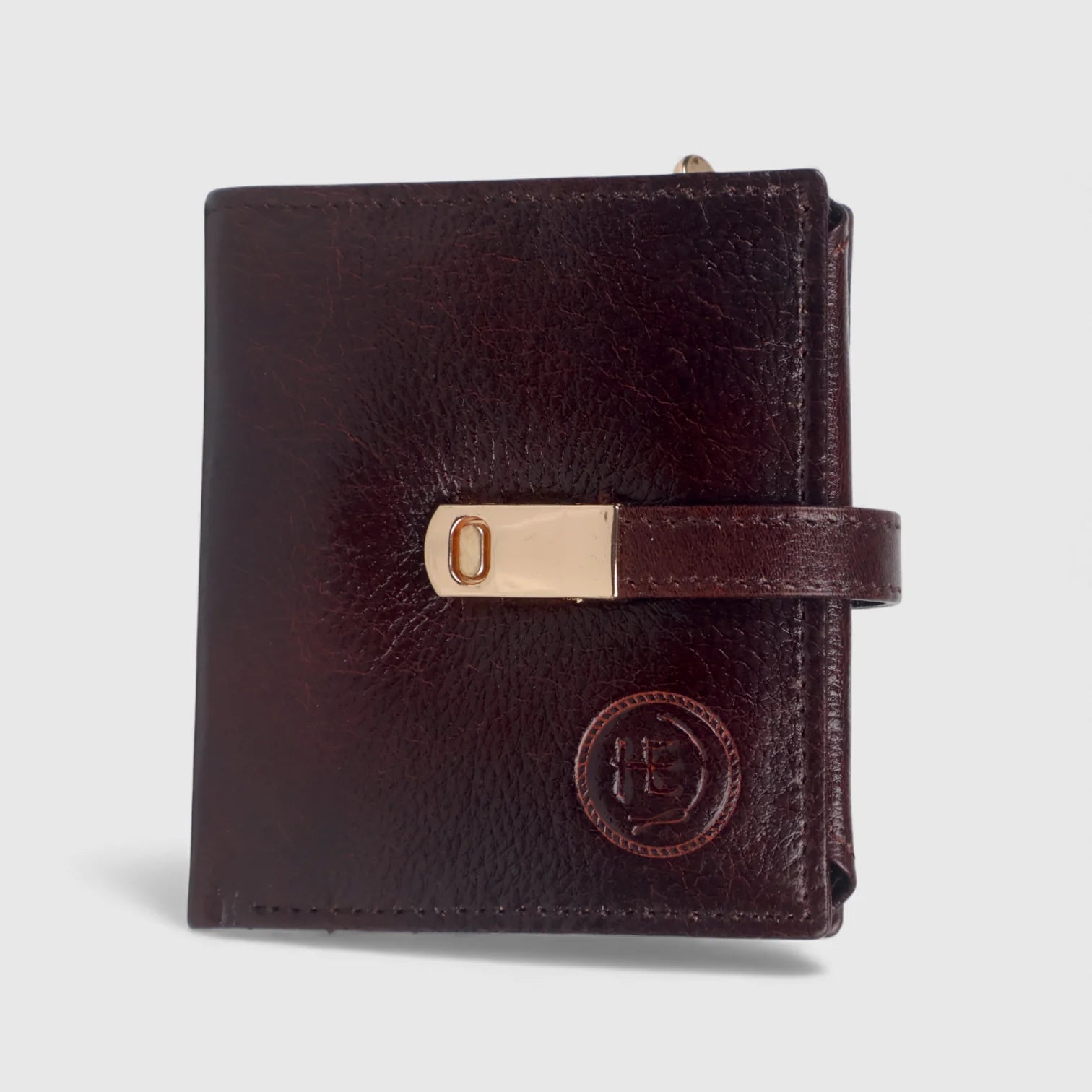 Crest Compact Leather Trifold Wallet – Maroon colour
