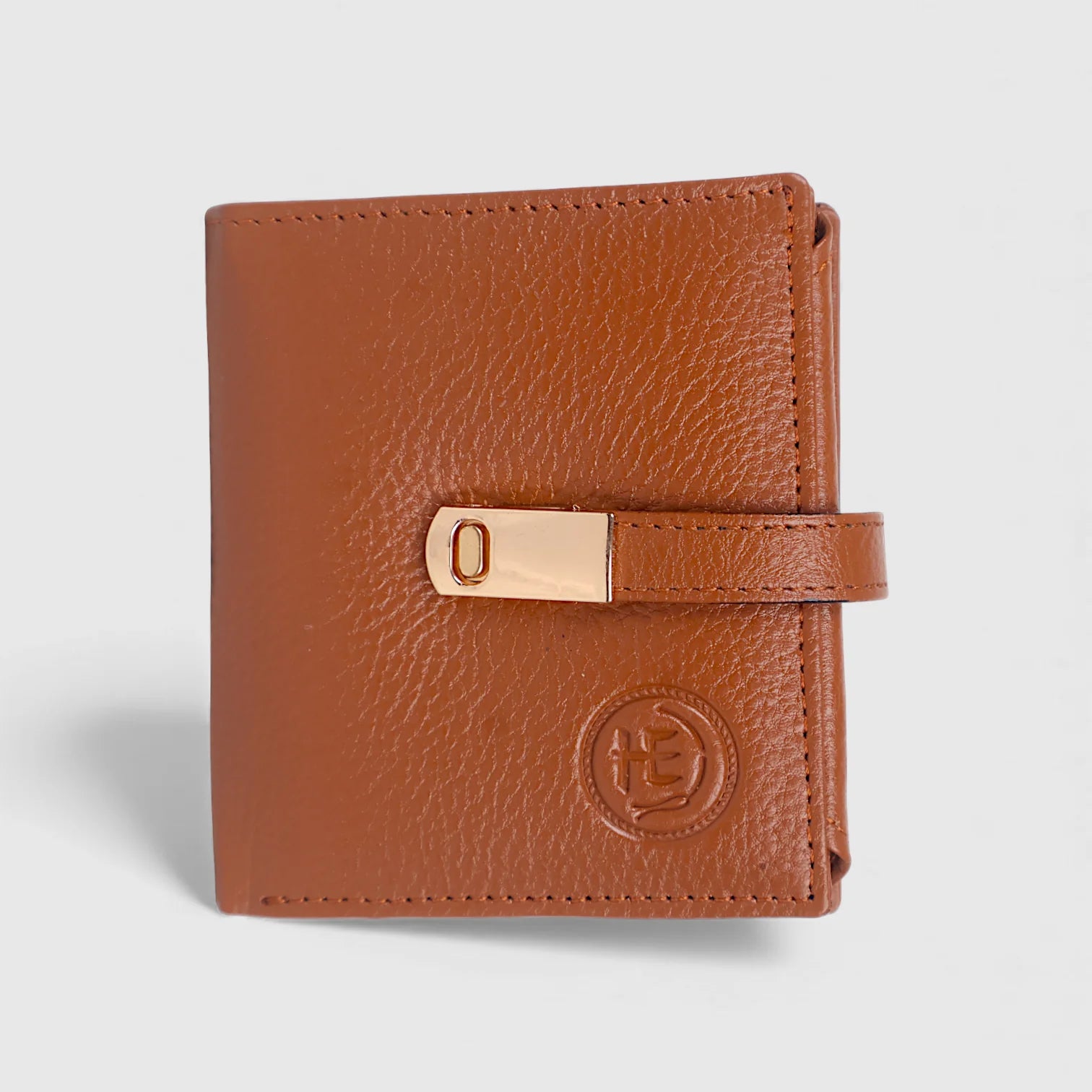Crest Compact Leather Trifold Wallet – Tan Colour