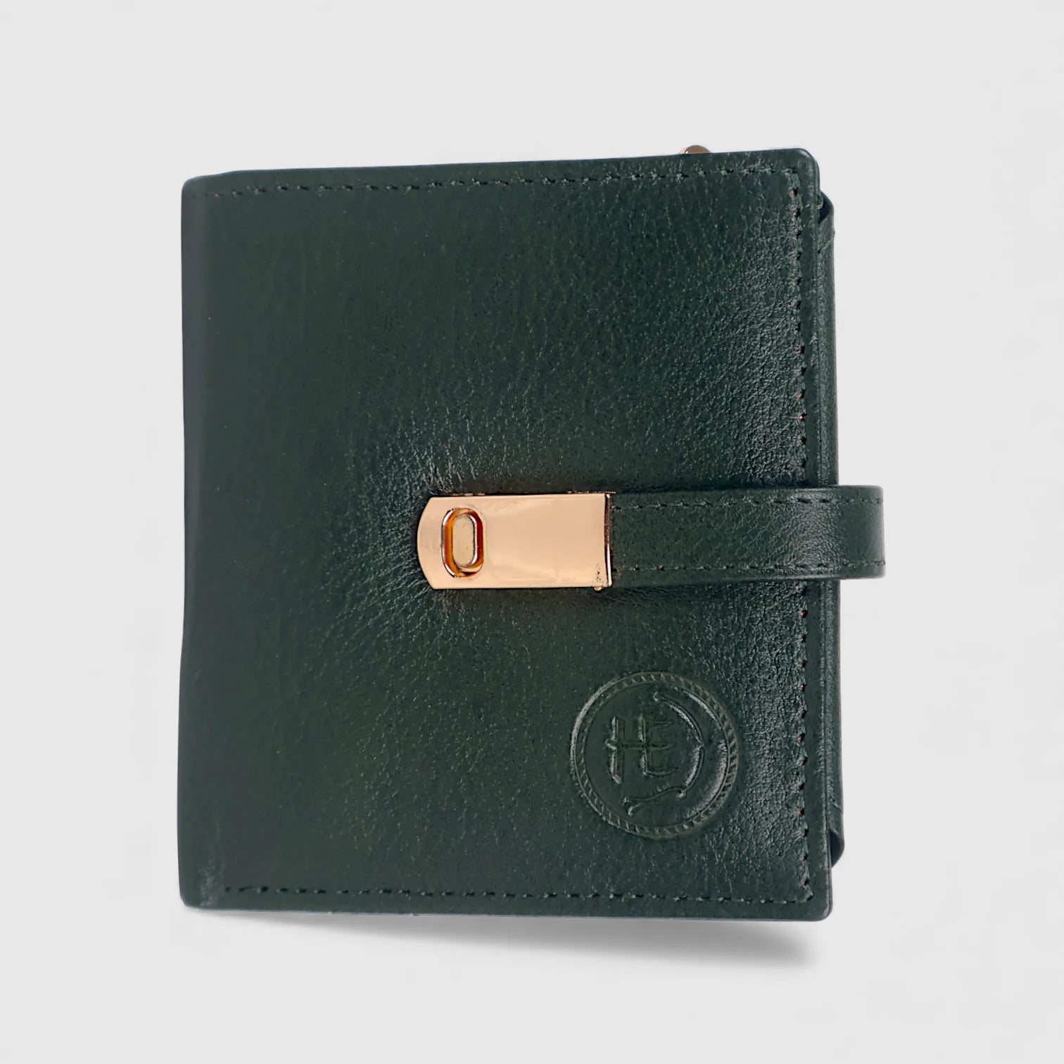 Crest Compact Leather Trifold Wallet – Rich Green