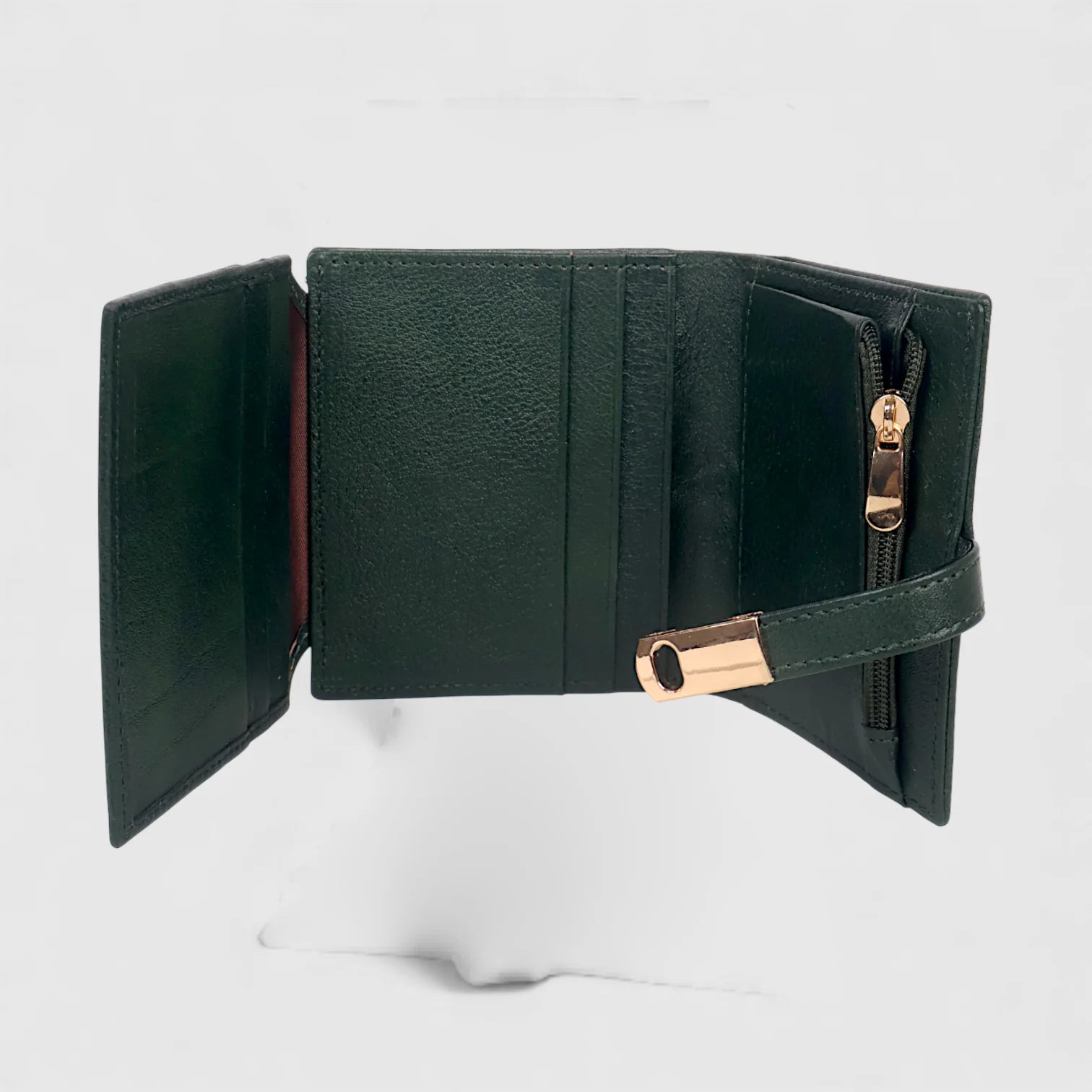 Crest Compact Leather Trifold Wallet – Rich Green