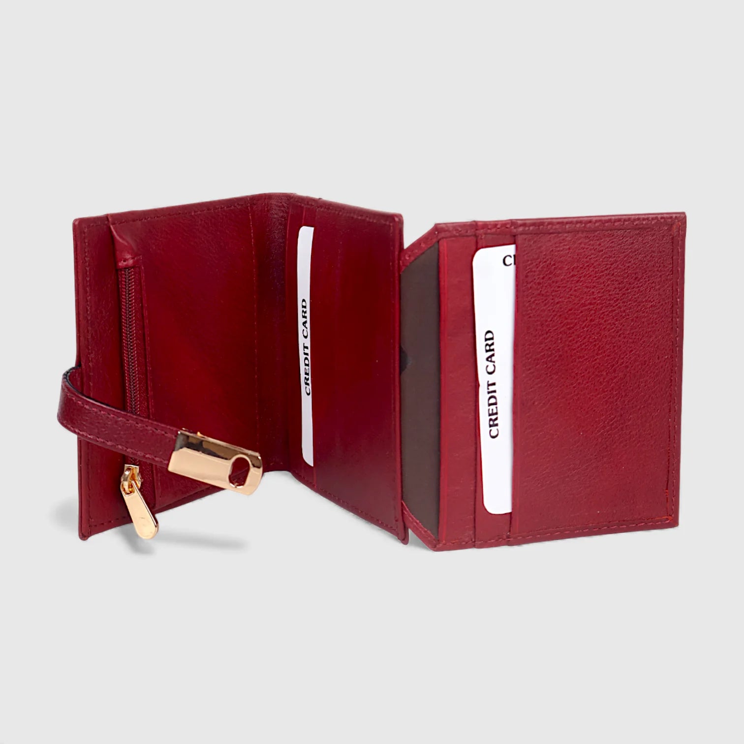 Crest Compact Leather Trifold Wallet – Red Colour