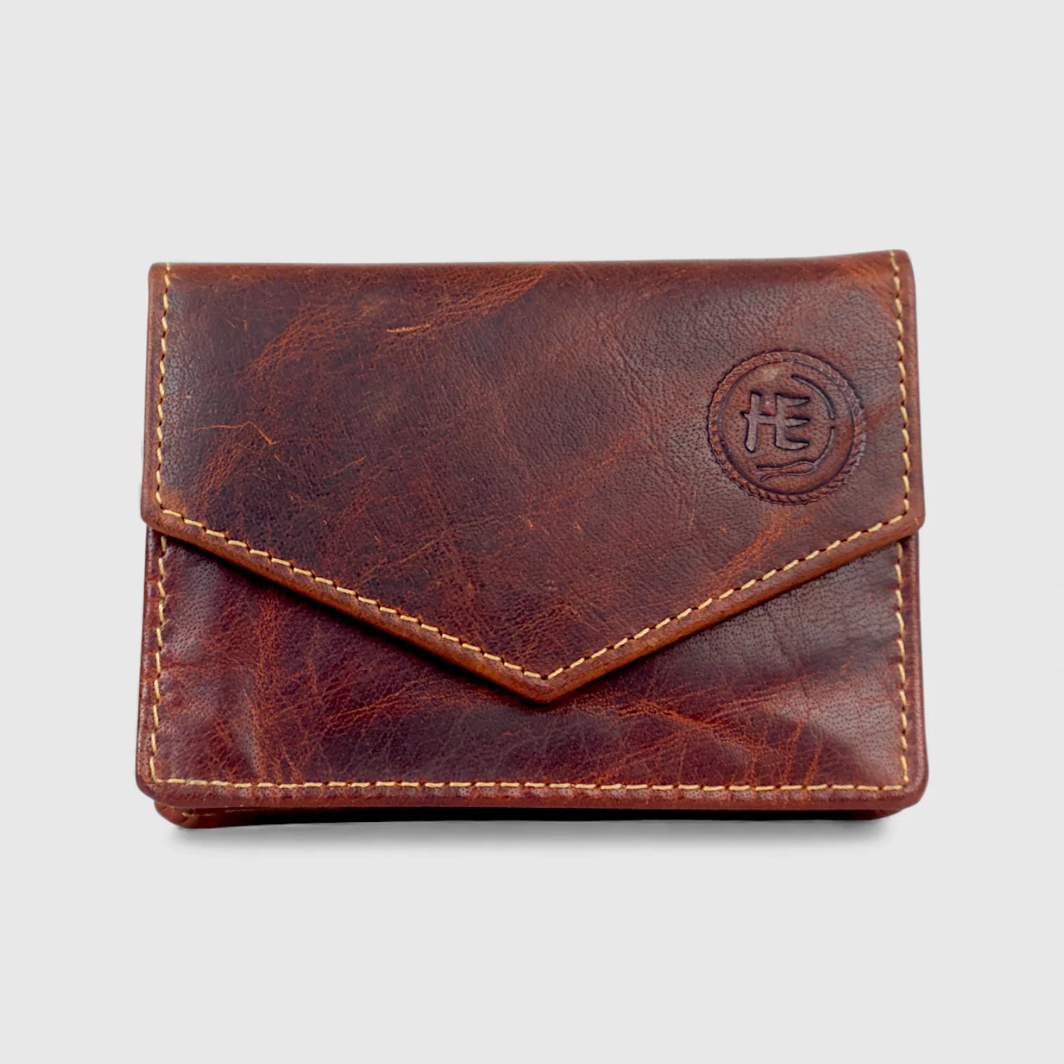 Emerald Regency Compact Vintage Leather Card Wallet - Brown Colour