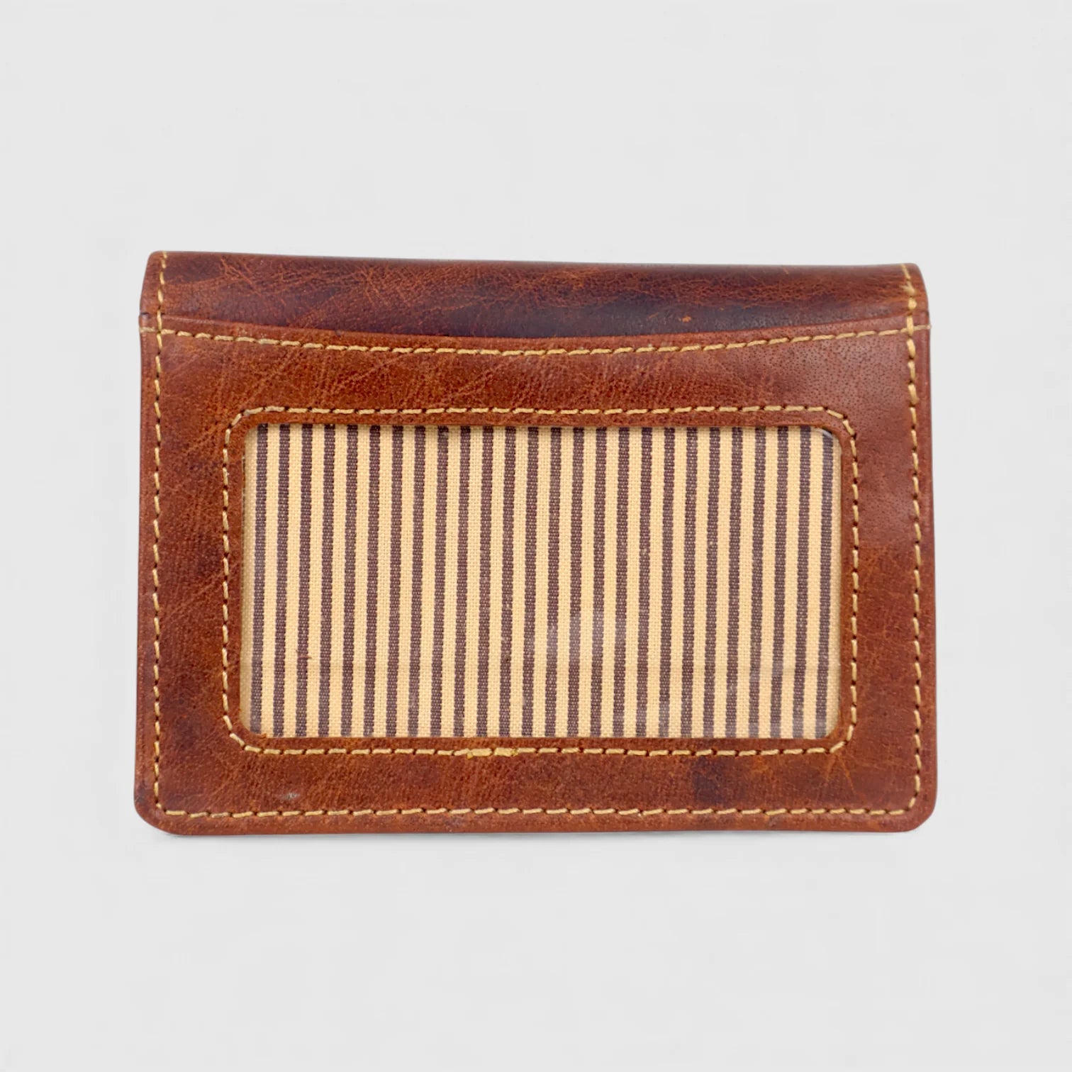 Emerald Regency Compact Vintage Leather Card Wallet - Brown Colour