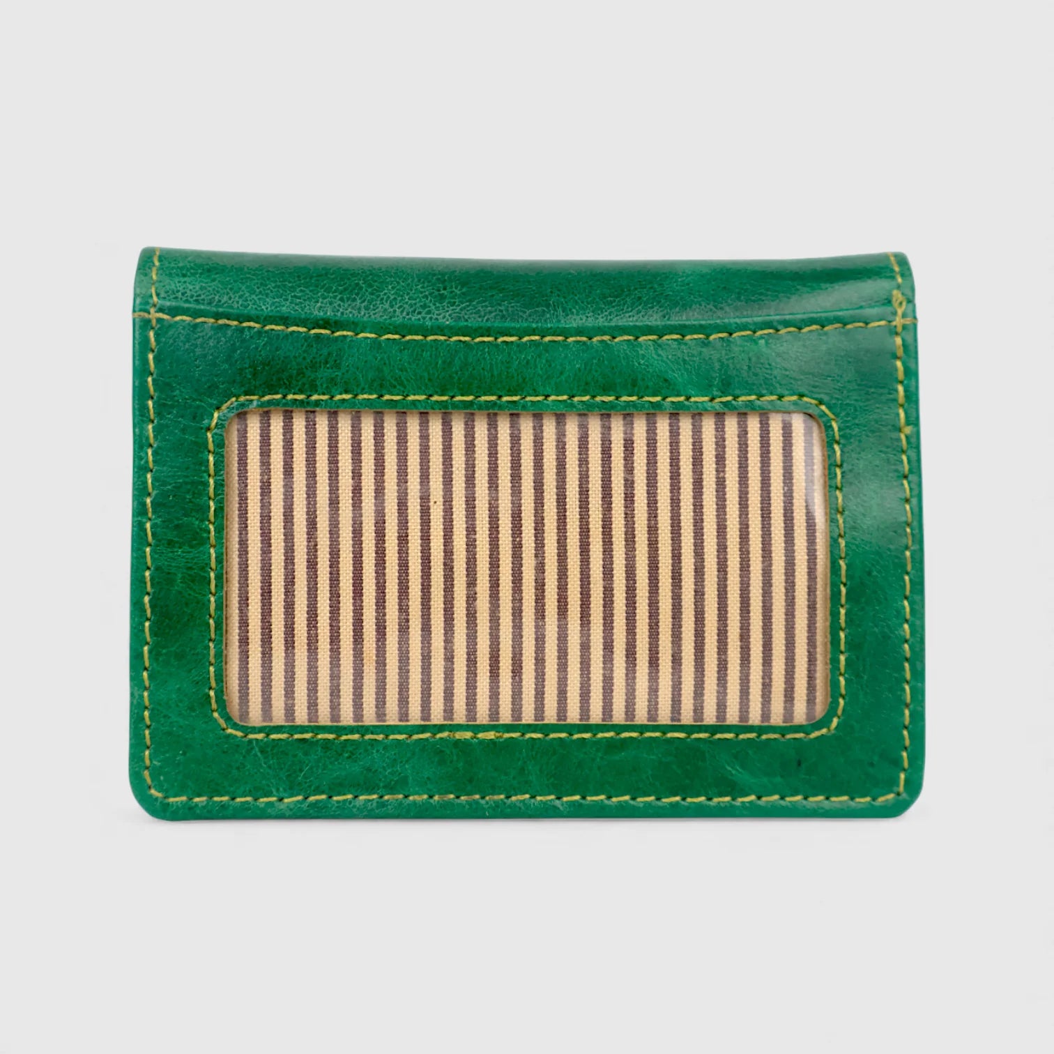 Emerald Regency Compact Vintage Leather Card Wallet - Rich Green