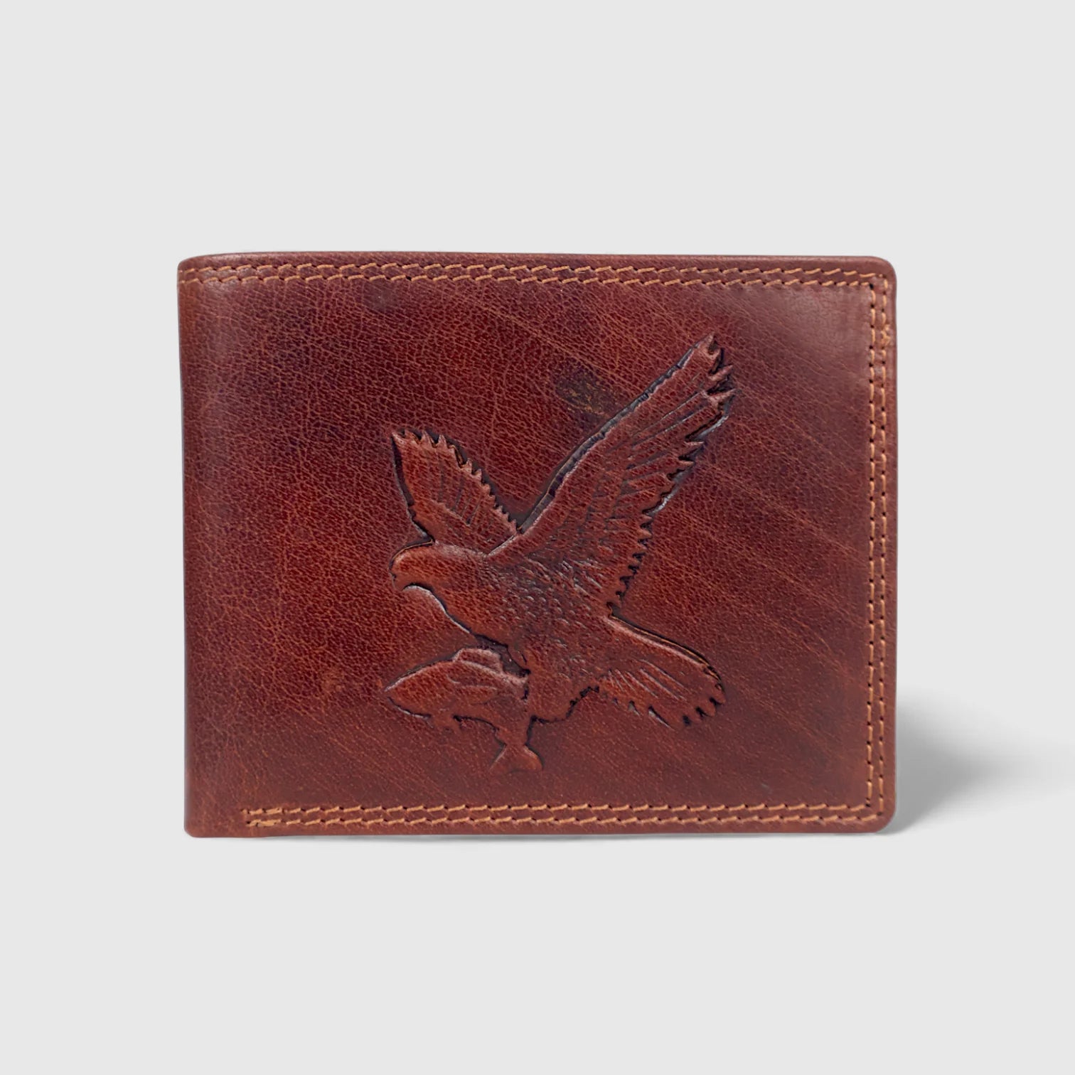 Falcon Ridge Vintage Leather Bifold Wallet – Saddle Brown