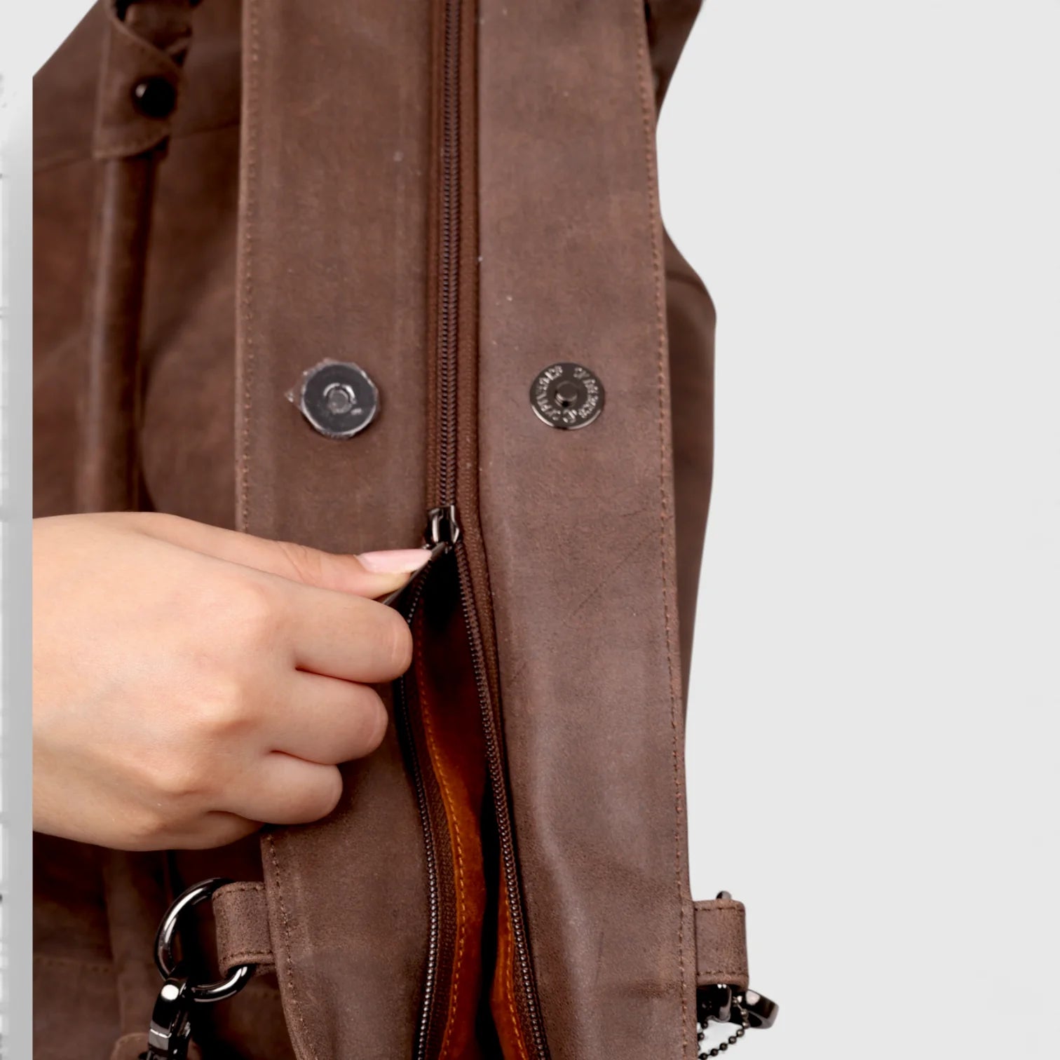 Monarch Luxe Suede Leather Convertible Tote Handbag – Coffee Brown