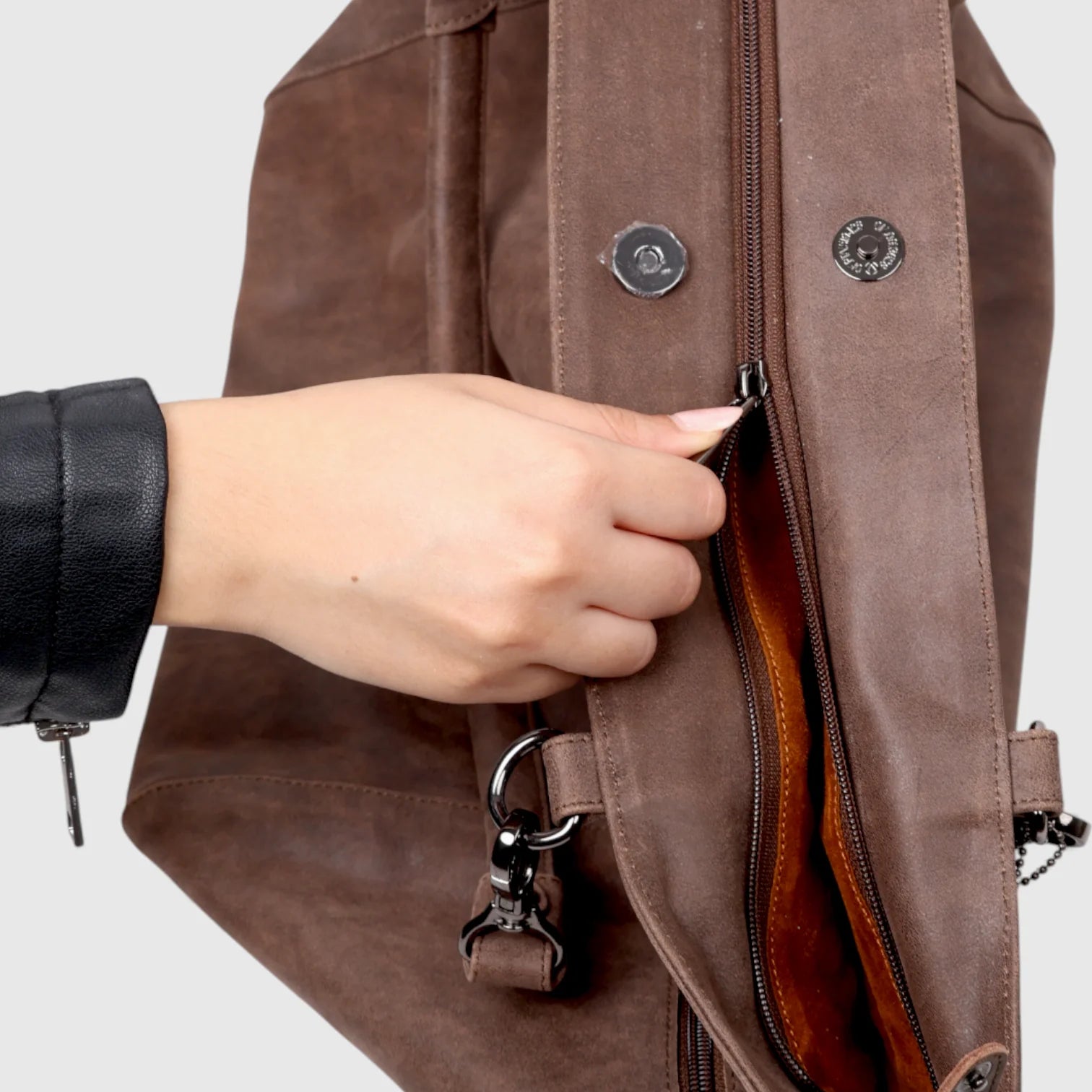 Monarch Luxe Suede Leather Convertible Tote Handbag – Coffee Brown