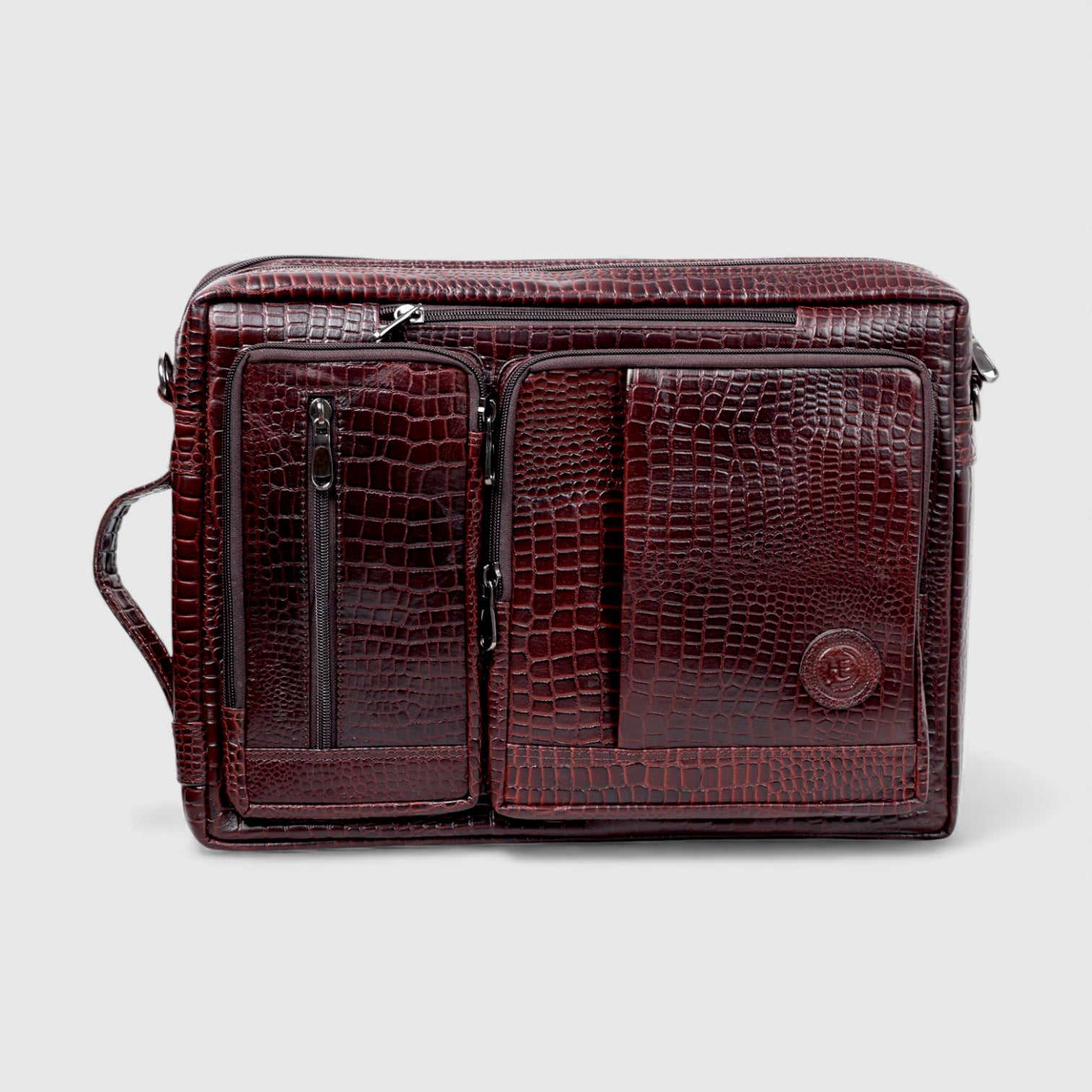 Crocodore Vintage Leather Multi-Pocket Laptop Bag – Red Colour