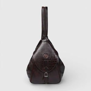 Croco Leather Shoulder Bag - Maroon colour