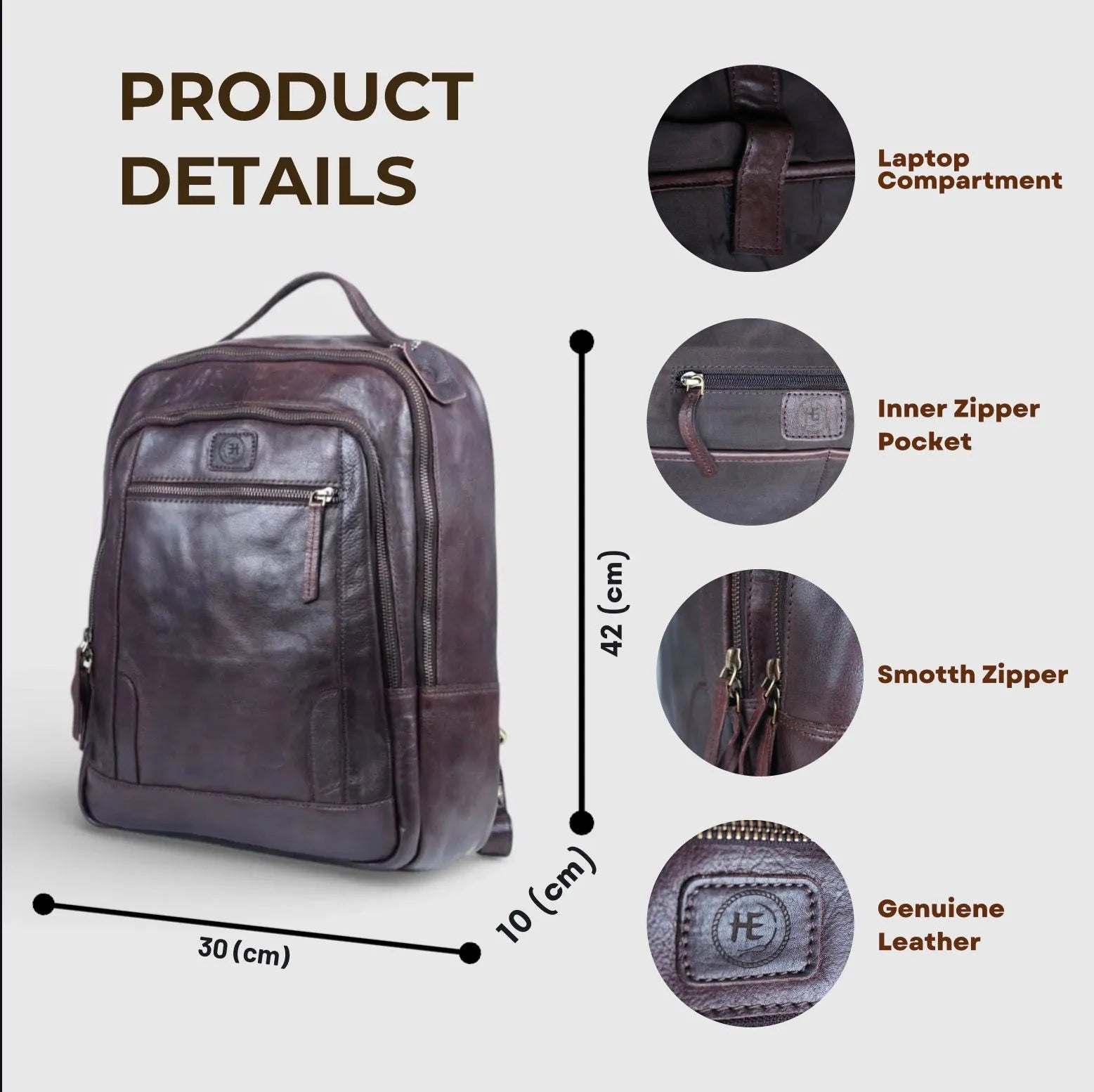 Hestern Trailmark Leather Backpack – Auburn Brown