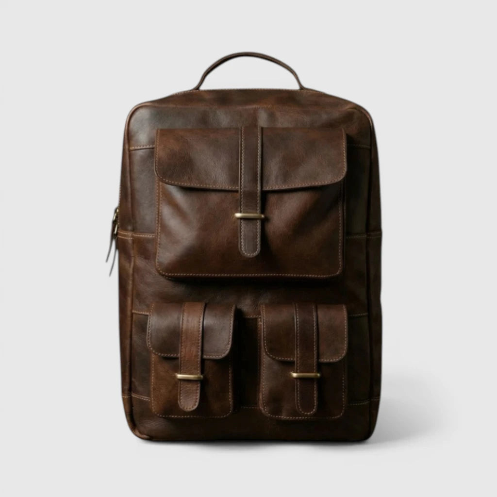 Hestern TerraLux Leather Backpack - Expresso Brown