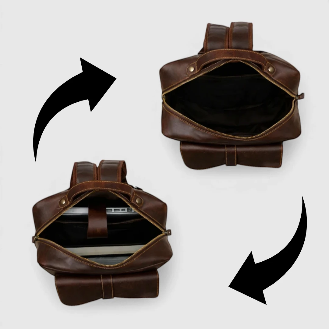 Hestern TerraLux Leather Backpack - Expresso Brown