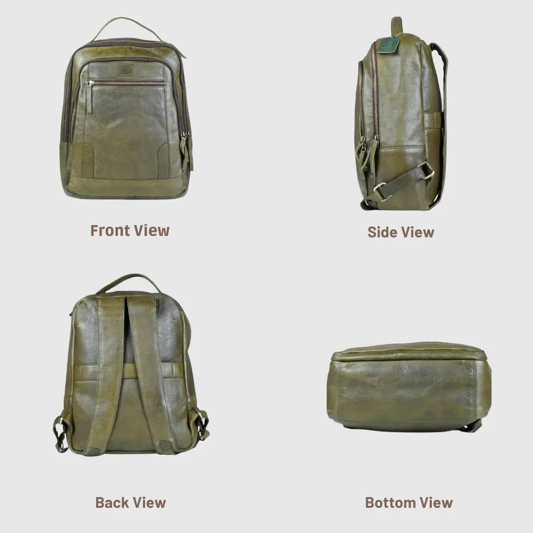 Hestern Trailmark Leather Backpack – Deep Olive