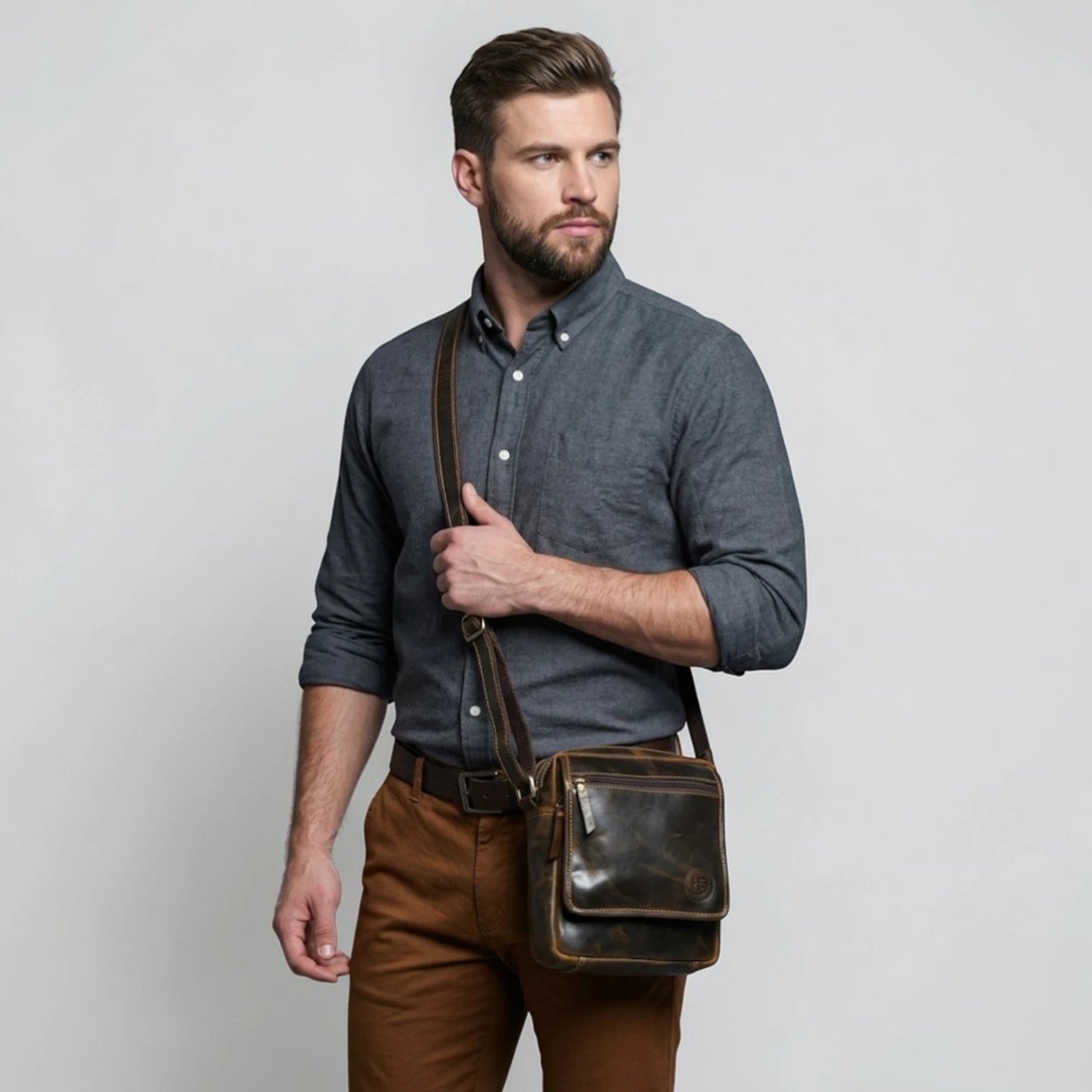 Explorer Vintage Leather Sling Bag - Brown Colour
