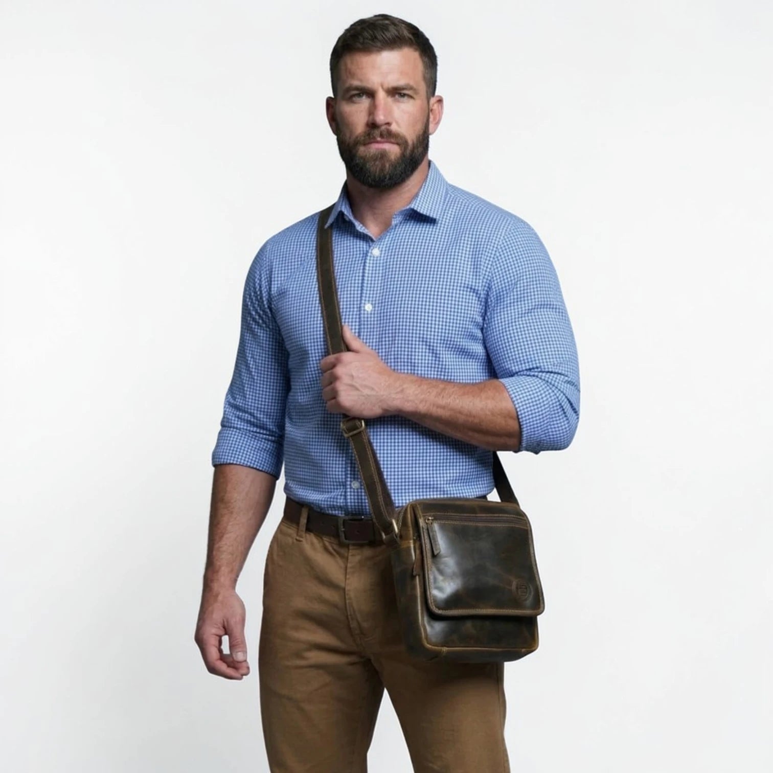 Explorer Vintage Leather Sling Bag - Espresso brown