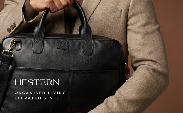 Voyager Premium Leather Laptop Bag - Black Colour