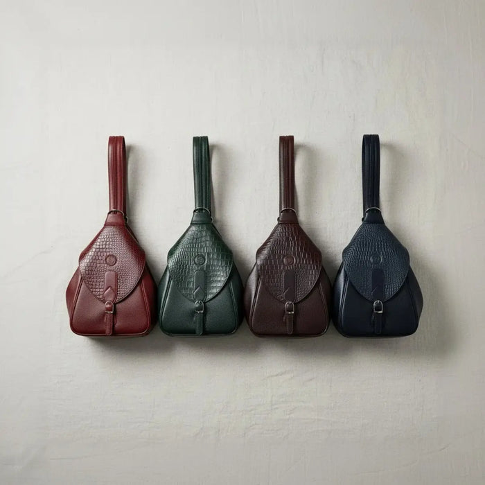 Croco Leather Shoulder Bag - Maroon colour